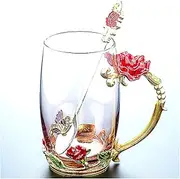 Beer Mug 320 / 350ML Beautiful Enamel Cup Glass Household Set Flower Tea Crystal Coffee Cup Beer Mug Couple Wedding Gift Beer Mugs (Size : H2)