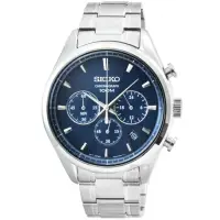 在飛比找momo購物網優惠-【SEIKO 精工】精工三眼計時鋼帶錶-深藍(SSB223J
