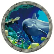 Catzon 2Pcs Creative Removable Glow in The Dark Ocean View Wall Decals Dolphin Submarine Window Wall Sticker