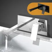 Cefito Bathroom Taps Wall Basin Faucet Brass WELS Black/Silver