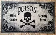 "Poison" Skull & Crossbones "Witch Grade" "Deadly Brew" Accent Throw Rug 26"x45"