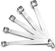 Tyqour 5pcs Small Measuring Spoons Set Stainless Steel Single Teaspoon Measuring Spoons Long Handle Individual Measuring Scoop for Cooking Baking(1/3, 1/4, 1/8, 1/16, 3/16 Tsp)