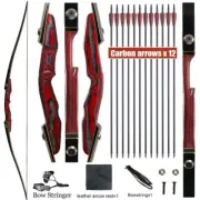 25-50LB 64 Inch Takedown Recurve Bow Arrows Longbow Wooden Riser Archery Hunting