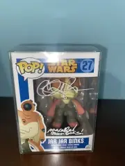JAR JAR BINKS STAR WARS FUNKO POP 27 VAULTED And Signed + Quote!! Rare w/ proof!