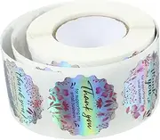 OHPHCALL 1 Roll Rainbow Thank You Stickers Floral Adhesive Sealing Labels for Parties and Business Self Adhesive Tags for Crafting and Decorating
