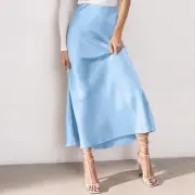 VONDA Women Bustle Skirt Fashion Elegant Overskirts Comfy Touch Solid-color Bottom Skirt Plus Size for Women