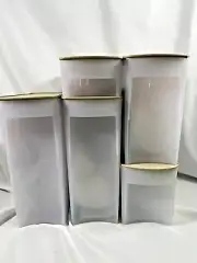 Tupperware Shelf Smart Set of 5 Rectangular Storage Containers New