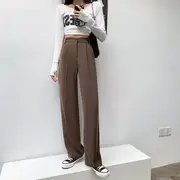 High-Waist Wide-Leg Trousers Lengthen Edition - Coffee - L