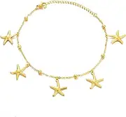 [Lit Wall] Beach Anklets for Women Waterproof 14k Gold Plated Adjustable Summer Gold Anklet Bracelet Trendy Ocean Anklets for Women