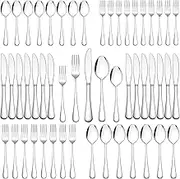 60-Piece Silverware Flatware Cutlery Set, Wildone Stainless Steel Tableware Utensils Service for 12, Include Dinner Knives/Forks/Spoons, Mirror Polished, Dishwasher Safe