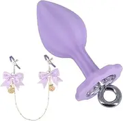 Luxury Base Butt Plug Silicone Massage Butt Plug with Women Training Adjustable Nipple Clamp Anal Sex Toy