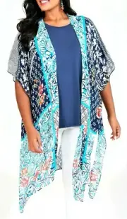 TS TAKING SHAPE plus size OSFA Into The Blue Cape ultra-light jacket cover NWT!