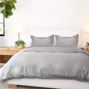 3-Piece Duvet Cover Set (Graphite, Queen) - Incredibly Soft Duvet with Button...
