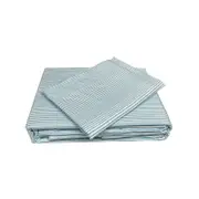 CottonMore Bamboo Cotton Striped Doona Duvet Quilt Cover Set Blue - Queen