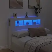 LED Bed Headboard, Headboards Beds Frame Head Bedroom Furniture White 140x18.5x103.5 cm Engineered Wood