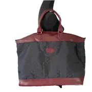 NWT Vtg Yves Saint Laurent YSL Weekender Travel Tote Bag Navy Blue/Burgundy Red