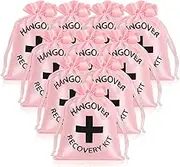 JarThenaAMCS 10Pcs Wedding Hangover Kit Bags Pink Large Drawstring Gift Wrap Bag Survival Recovery Kit Bags for Bridal Shower Bachelorette Party Favors, 6 x 8 Inch