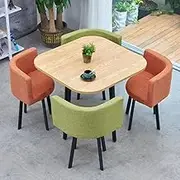 Office Conference Reception Table and 4 Chair Square Dining Table Set for 4 Coffee Table Dining Table Small Meetings Table Negotiation Table (Color : Color+Wood Color)