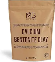 MB Herbals Calcium Bentonite Clay Powder 8 oz | 227G / 0.5 LB | Bentonite Clay | Fragrance Free | Detox Clay | Soap Making | Suitable for Oily Skin