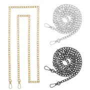ELANE 3 PCS Purse Chain Straps,47" Purse Straps Flat Chain Black+silver+gold-s