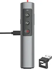 Rechargeable Presentation Clicker for Laptop PowerPoint, USB-A USB-C Presentation Pointer, Wireless Presenter Remote Power Point Clicker for Computer/Mac/PPT/Google Slide Advancer(Red Light)