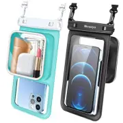 [Floatable] Floating Waterproof Phone Pouch 2 Pack-Up to 8.5", Black + Green