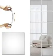 RWWPJLLWHR 10 Pieces Self-Adhesive Mirror Sheets, Frameless Adhesive Mirror Sheets, Ultra Thin Flexible Mirror DIY Tiles, Bedroom, Closet, Bathroom, Gym (10 Pieces A)