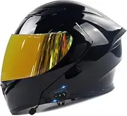 Bluetooth Modular Motorcycle Helmet,DOT/ECE Approved Full Face Integrated Helmet Flip Up Helmet with Sun Visor Double Lens Helmet Built-in Speaker, for Men and Women A,XL=61-62CM