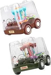 Hohopeti 2pcs Inertia Bus Toy Pull Back Car Creative Cartoon Plastic Car Toy for Boys and Girls