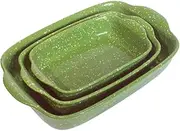 TUSIMI Ceramic Bakeware Set of 2,Casserole Baking Dish Ceramic, Rectangular Porcelain Bakeware Serving Dish Lasagna Pan Stoneware for Oven, Microwave, Convection Oven, Dishwasher Safe(Green)