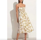 Faithfull the Brand Francesca Floral Linen Sundress Beige Womens Size 4 Small