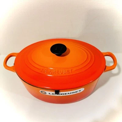 New Unused Le Creuset Cocotte Oval Two-handed pot 25cm Orange Cookware