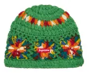 Supreme Crochet Beanie Green SS25 Handknit Wool Box Logo Confirmed Order Presale