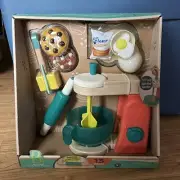 B Toys Mini Chef Mix Bake Cookie PBK Wood Mixer Kitchen Toy Set Lot 3+ age NIB