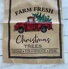Holiday Style Table Runner Christmas Tree Red Truck Farmhouse Burlap Style 13x68