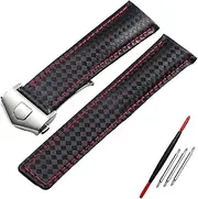 [KLVN] Carbon fiber pattern Genuine Leather Strap 20mm 22m for tag he-uer F1 watchband wristwatches band leather watch bracelet