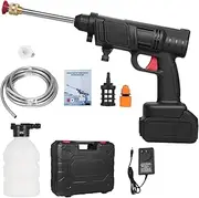 Portable Home High Pressure Washer 21V Battery Cordl Car Powerful Car Washer Home Car Wash Sprinkler Multifunctional Practical Cleaning Tools with 5M Water for Black AU Plug & 1 Battery