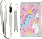 [Yoogain] Rainbow Color Cute unicorns minimalist wallet for birthday gift minimalistic money clip with lanyard, rainbow color cute unicorns, 1 size, Fashion