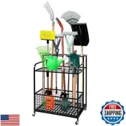 RANXFLOAT Large Garden Tool Organizer With Wheels, Yard Tower Rack for Garage