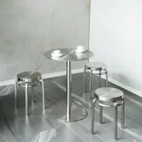 在飛比找ETMall東森購物網優惠-不銹鋼簡約小矮凳網紅奶茶店圓凳工業風餐廳咖啡廳金屬矮凳小圓凳