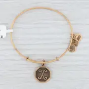 New Alex and Ani Initial X Bangle Charm Bracelet Rafaelian Gold Expandable
