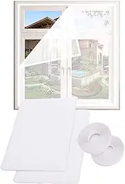 2 Pack Mosquito Net for Windows,Fly Window Screen Mesh Insect Netting 1.3m x 1.5m Bug Bee Mosquito Protector with 2 Rolls Self-Adhesive Tapes [10mm Wide] (130x150cm, White)