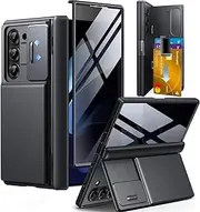 [Tongate] Wallet for Z Fold 6 Case with Privacy Screen Protector, [Anti Spy][Card Holder] Built-in Kickstand & Camera Cover, Z6 Shockproof Phone Case for Samsung Galaxy Z Fold 6 (Black, No S Pen Slot)