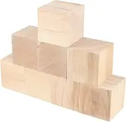 SINJEUN 8 Pack 2.75 Inch Wooden Cubes, Natural Unfinished Wooden Block, Natural Solid Wood Cube Block for Puzzle Making, DIY Projects, Home Decoration