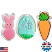 JOB JOL Easter Cookie Cutters 3 PCS, 4'', Bunny, Egg, Carrot
