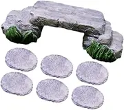 TOGEVAL Create a Micro-Landscape Mini Mushroom Pedal Ornament Stepping Stone Decor Bonsai Bridge Resin Model Indoor/Outdoor Decor