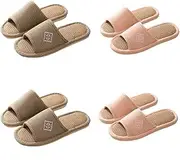 CYlovinho Womens Slipper Home Slippers Men,4 Pairs Spa Slippers with Different Sizes, Non Slip Disposable Slippers for Guest Washable Guest Slippers Bedroom Slippers Bride Slippers Travel Slippers