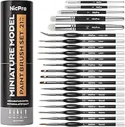 Nicpro 21PCS Miniature Paint Brushes, Drybrush Model Paint Brush Set for Acrylic Watercolour, Detail Paint Brush Dry Brush for 40k Model, Miniature Painting, come with Container