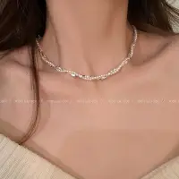 在飛比找松果購物優惠-日韓風銀珠兩層戴鎖骨鏈 25至29元小眾氣質頸鍊 (8.3折