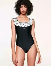 Betsey Johnson Dots Amore One Piece Swimsuit Size L